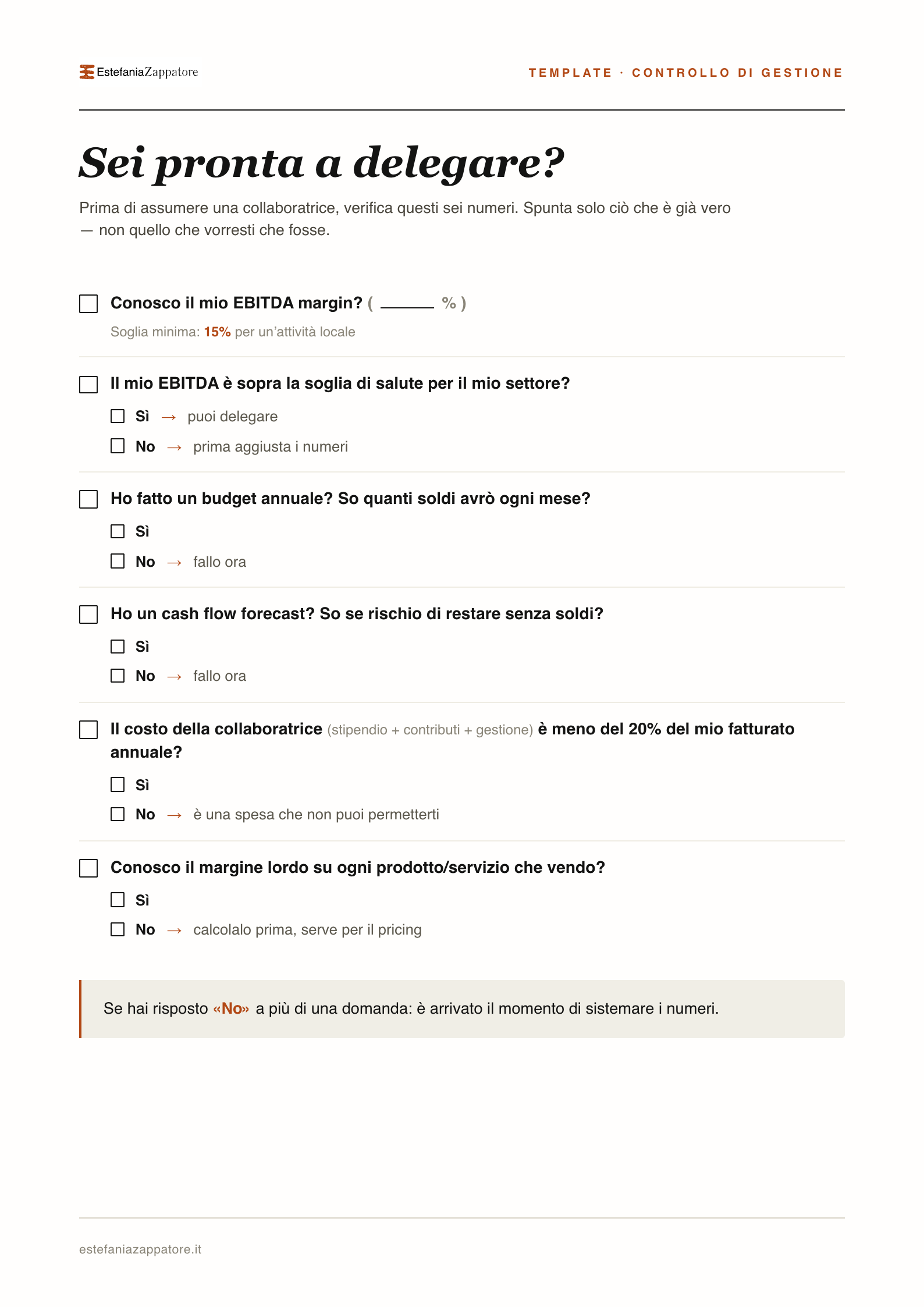 Template checklist delega